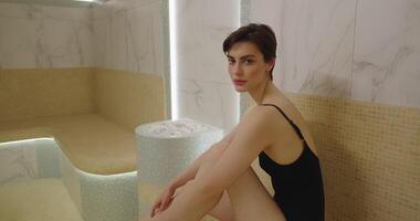 Take Time For Yourself, Woman Relaxing In Hammam, Be Calm And Enjoy Relaxation In SPA video