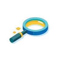 3D magnifying glass exploring flat illustration on white background. vector