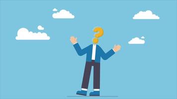 Animated anonymous businessman with question mark head unknown person video