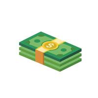 Stack of banknotes flat illustration on white background. vector