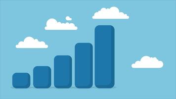 Animated business sales or profit increase concept, financial report graph with exponential arrow from flying rocket. video