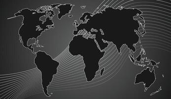 Black world map background template for banner, flyer or business. vector