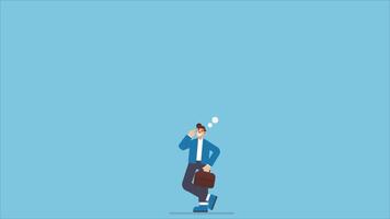Animated smart businessman thinking with big bubble, dream big to change the world or contemplation to get solution to solve big problem, imagination or creativity concept video