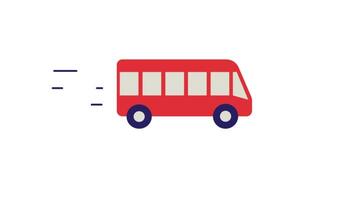 Red Bus Icon Animation on White Background in 2D Animation for Transportation Concept in 4K Resolution video
