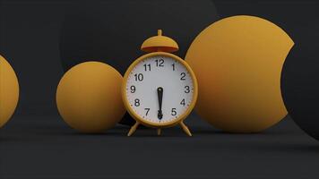 Animated Alarm Clock Time Animation, 3D Clock Motion Graphics, Time Reminder and Wake Up Scene in 4K Resolution video