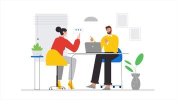 Job Interview 2D Cartoon Animation Professional Office Scene with Candidate video
