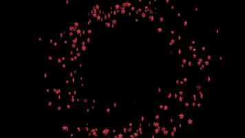 Red Stars Confetti Circle Motion Animation on Black Background, 2D Celebration Loop in 4K Resolution video
