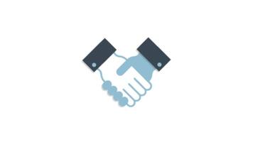 Hand Shake Icon Animation, 2D Handshake Symbol on White Background in 4K Resolution video