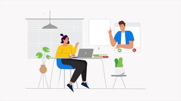 Woman Job Interview 2D Explainer Animation in Office, Career Interview Scene for Professional and Business Use video