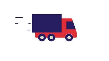 2D Truck Running Icon Animation on Road for Transportation and Delivery Concept in 4K video