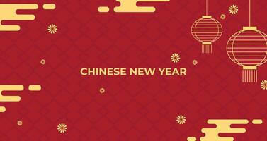 Happy Chinese new year. Greeting card, banner with lantern on red background. vector
