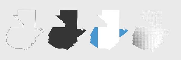 Guatemala map detailed in outline, grey, flag color, and dotted style vector