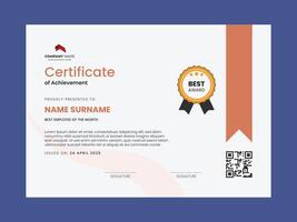 Modern certificate design for company. Simple and elegant certificate of appreciation for multipurpose use. vector