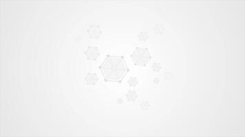 Grey abstract hexagon molecules tech animation video