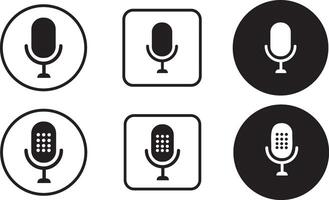 Microphone icon set isolated on white background. Voice illustration. Vocal symbol, Grey, color and black button. vector