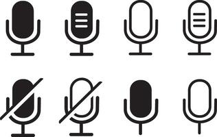 Microphone line icon set. Audio microphone on and mute icon set. simple flat sign icon illustration symbol vector