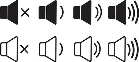 speaker, sound,icon set. Flat application interface sound sign button. Mute and unmute volume sound icon isolated. vector