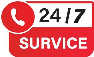 24 hours icon . isolated, transparent. 4-7 service. 24-7 open concept with call icon sign , vector