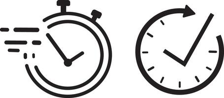Clock icon. Fast speed timer with moving arrows on white background. vector