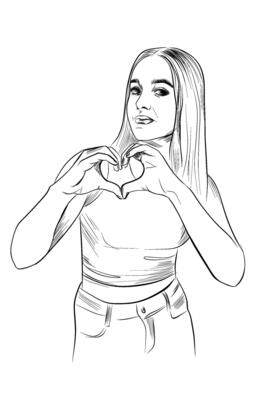 Young girl making heart gesture