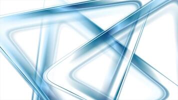 Blue glossy triangles abstract tech animation video