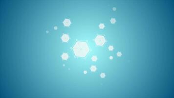 Blue abstract hexagon molecules tech animation video