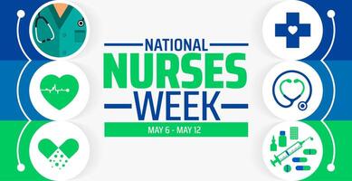 National Nurses Week background banner or poster design template. observed every year in May. Holiday concept. Use to any Template, card, poster, placard, template. vector