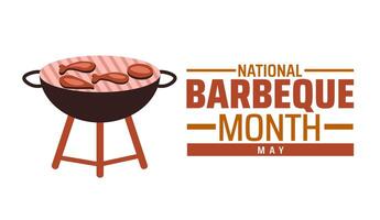 National Barbeque Month background banner or poster design template. observed every year in May. Holiday concept. Use to any Template, card, poster, placard, template. vector