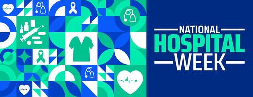 National Hospital Week Geometric shape pattern background banner or poster design template. observed every year in May. vector