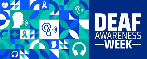 Deaf Awareness Week Geometric shape pattern background banner or poster design template. observed every year in May. vector