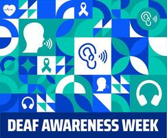 Deaf Awareness Week Geometric shape pattern background banner or poster design template. observed every year in May. Holiday concept. Use to any Template, card, poster, placard, template. vector