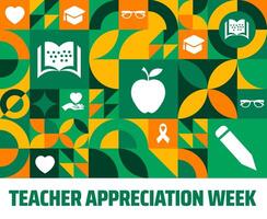 teacher appreciation week Geometric shape pattern background banner or poster design template. observed every year in May. Holiday concept. Use to any Template, card, poster, placard, template. vector