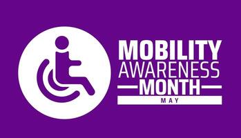 Mobility Awareness Month background banner or poster design template. observed every year in May. Holiday concept. Use to any Template, card, poster, placard, template. vector