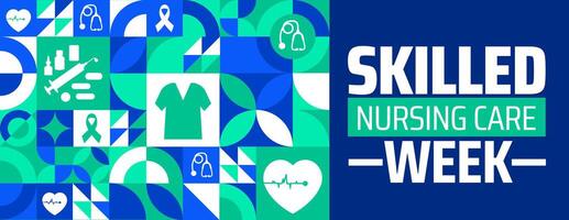 national skilled nursing care week Geometric shape pattern background banner or poster design template. observed every year in May. vector