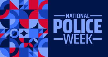 national police week Geometric shape pattern background banner or poster design template. observed every year in May. Holiday concept. Use to any Template, card, poster, placard, template. vector