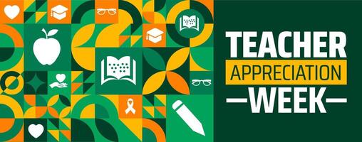 teacher appreciation week Geometric shape pattern background banner or poster design template. observed every year in May. Holiday concept. Use to any Template, card vector