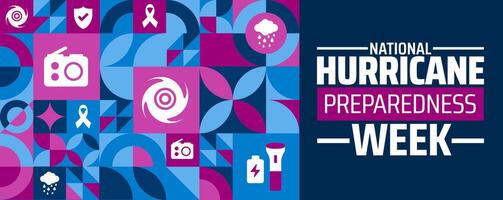 National Hurricane Preparedness Week Geometric shape pattern background banner or poster design template. observed every year in May. Holiday concept. Use to any Template, card, poster, placard. vector