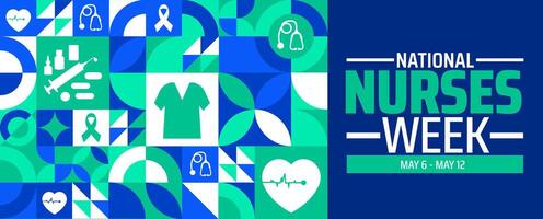 National Nurses Week Geometric shape pattern background banner or poster design template. observed every year in May. vector