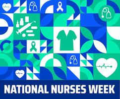 National Nurses Week Geometric shape pattern background banner or poster design template. observed every year in May. Holiday concept. Use to any Template, card, poster, placard, template. vector