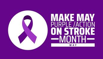 Make May Purple Action On Stroke Month background banner or poster design template. observed every year in May. Holiday concept. Use to any Template, card, poster, placard, template. vector