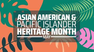 Asian American and Pacific Islander Heritage Month with tree leaf background banner or poster design template. observed every year in May. Holiday concept. Use to any Template, card, poster, placard. vector