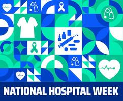 National Hospital Week Geometric shape pattern background banner or poster design template. observed every year in May. Holiday concept. vector