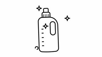 Animated Laundry detergent in an bottle with a cap line art. video