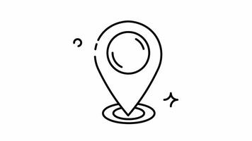 Animated Laundry a vibrant location pin with a circle line art. video