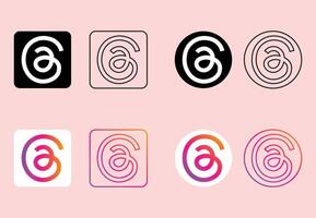 Instagram Threads App Logo, Black and White Threads Logo Pack, Threads Social Media Icon vector
