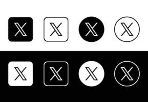 Black and White Twitter X Icon Set, Twitter X Symbol , Social Media Icon X Twitter, Flat Twitter X Logo for UI, UX vector