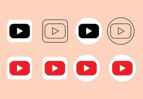 Minimalist YouTube Icon Design, Red White YouTube Icon Design, Flat YouTube Symbol for UI UX vector