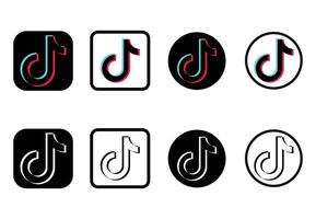 Minimalist TikTok Icon Design,TikTok Branding Icon Pack, TikTok Logo for UI UX, Editable TikTok App Icon vector