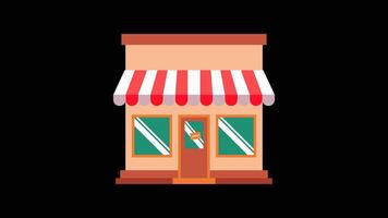Animated Illustration of Open Store. Concept of Building Symbol and Open Sign video