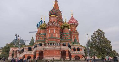 Old St. Basil's Cathedral Moscow, time-lapse on a cloudy autumn day. video
